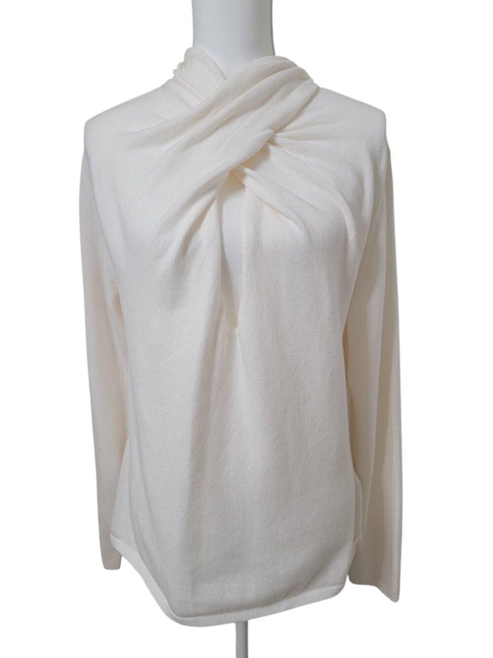 Abercrombie & Fitch Size XL Creamy Off White Mini Mockneck Keyhole Front Sweater